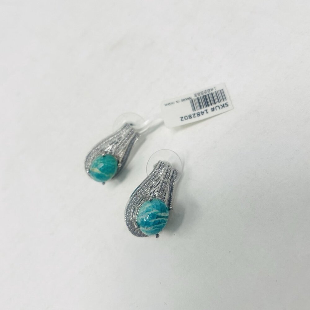 Shop LC Karis Collection Russian Amazonite Earrings Platinum Bond Brass 5226